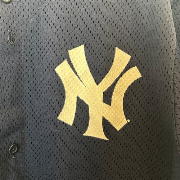 Vintage Majestic New York Yankees baseball button up blue white jersey XL - Picture 2 of 5